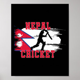 Nepal Cricket Nepal Cricket Fans Nepal Flag  Poster