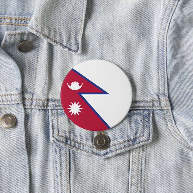 Nepal flag 7.5 cm round badge (In Situ)