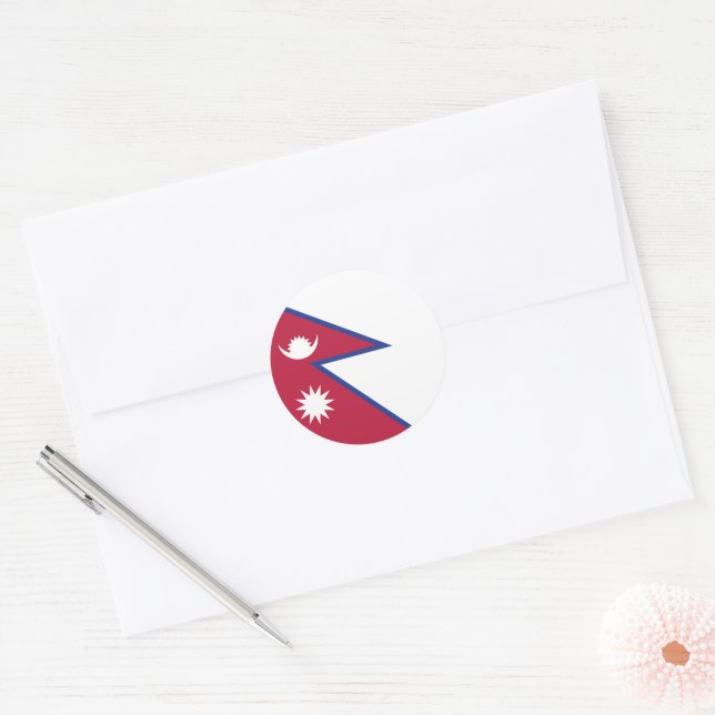 Nepal flag classic round sticker (Envelope)