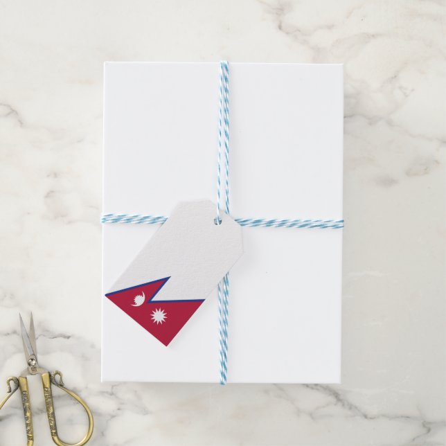 Nepal flag gift tags (With Twine)