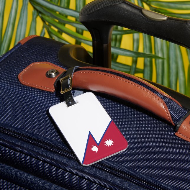 Nepal flag luggage tag (Front Insitu 1)