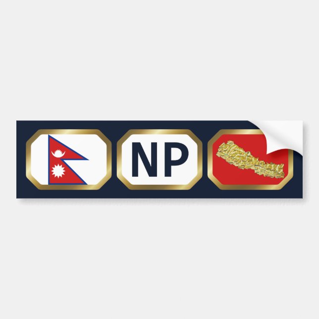 Nepal Flag Map Code Bumper Sticker (Front)