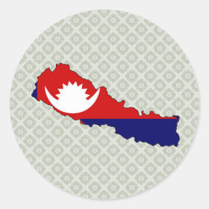 Nepal Flag Map full size Classic Round Sticker