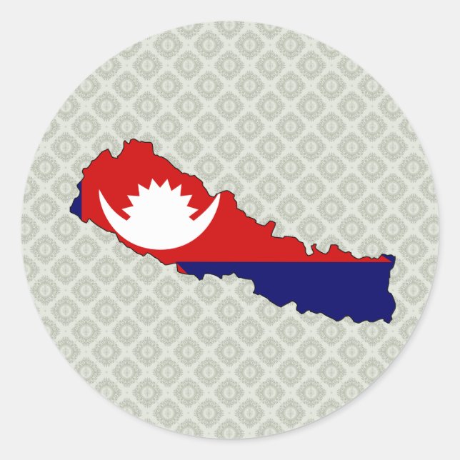 Nepal Flag Map full size Classic Round Sticker (Front)