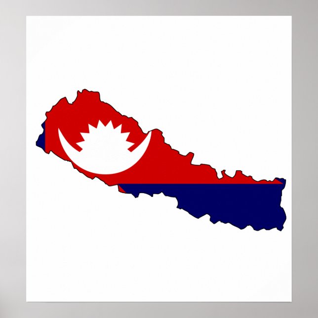 Nepal Flag Map full size Poster (Front)