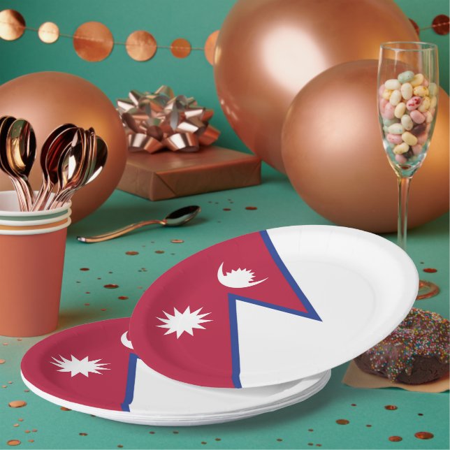 Nepal flag paper plate (Multi)