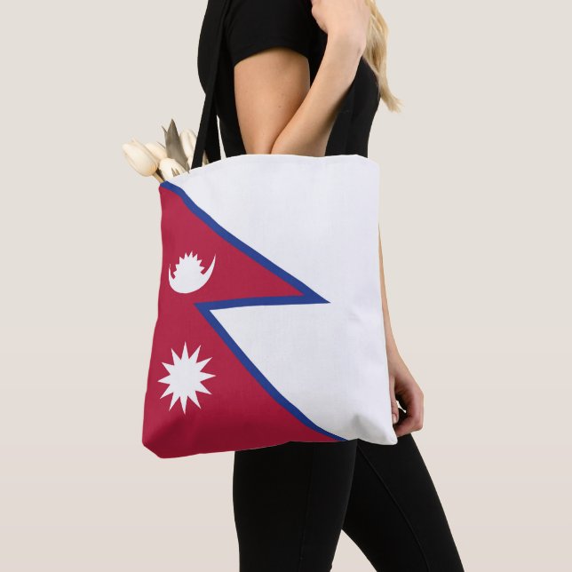 Nepal flag tote bag (Close Up)