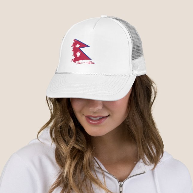 Nepal flag trucker hat (In Situ)