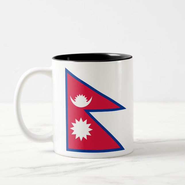 Nepal Flag Two-Tone Coffee Mug (Left)