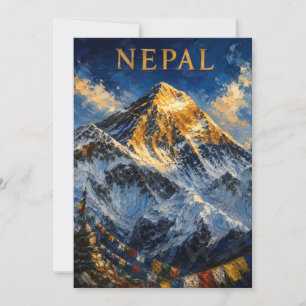 Nepal: Golden Sunrise Mount Everest Art Souvenir Invitation