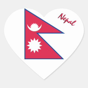 Nepal Heart Sticker, Patriotic Nepalese Flag Sticker