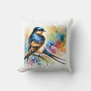 Nepal House Martin 180724AREF159 - Watercolor Cushion