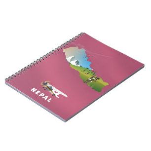 Nepal illustrated map poster notebook
