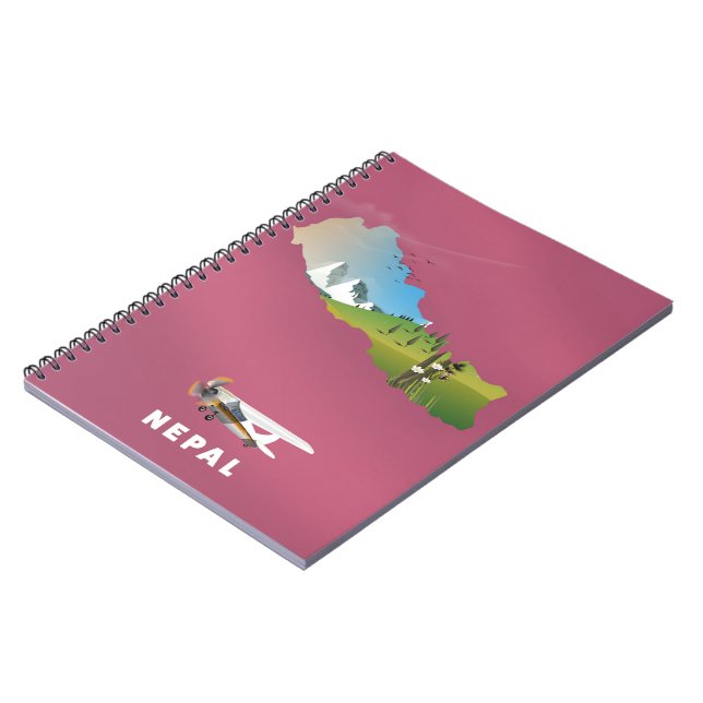 Nepal illustrated map poster notebook (Left Side)