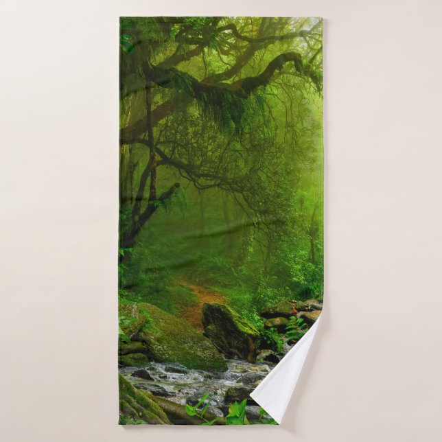 Nepal jungle with riverjungle,forest,ground,river, bath towel (Bath Towel)