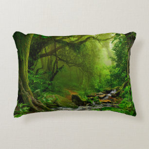 Nepal jungle with riverjungle,forest,ground,river, decorative cushion