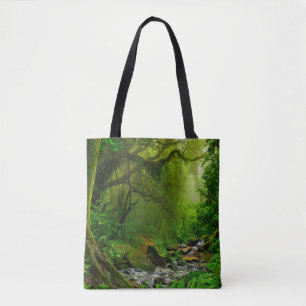 Nepal jungle with riverjungle,forest,ground,river, tote bag