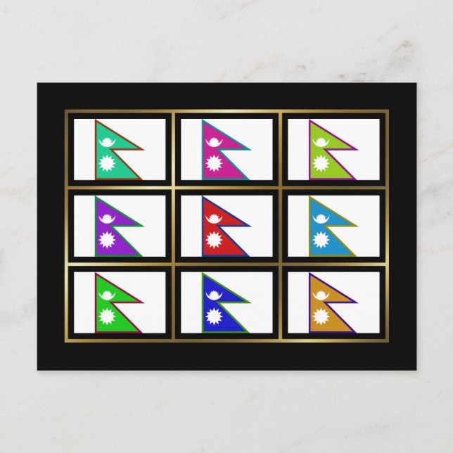 Nepal Multihue Flags Postcard (Front)
