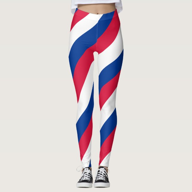 Nepal National Flag Colours Diagonal Striped Leggings (Front)