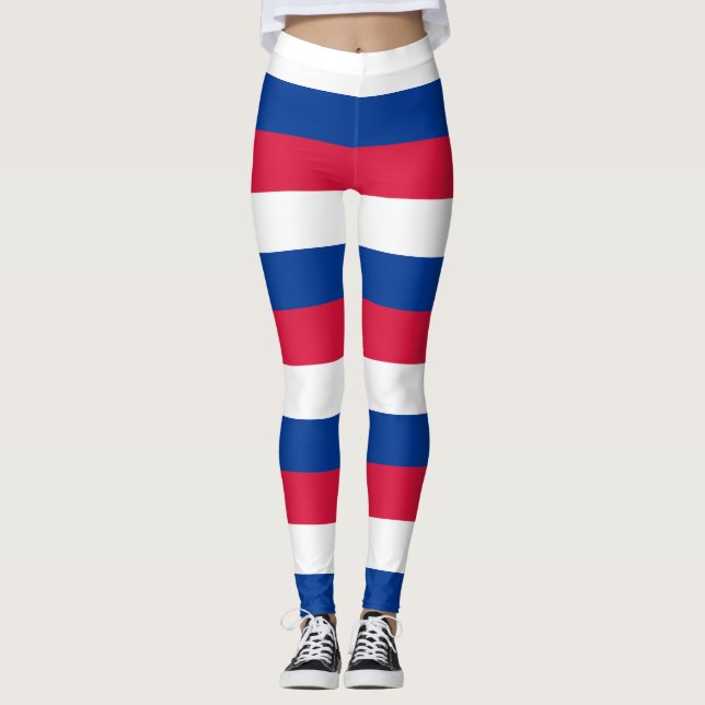 Nepal National Flag Colours Horizontal Striped Leggings (Front)