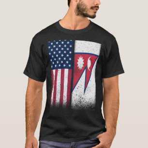 Nepal Nepal American Flags Proud USA Nepal T-Shirt