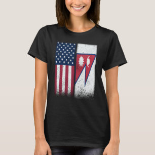 Nepal Nepal American Flags Proud USA Nepal T-Shirt