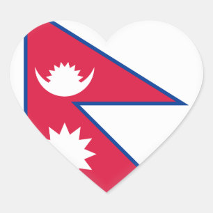 Nepal (Nepalese) Flag Heart Sticker