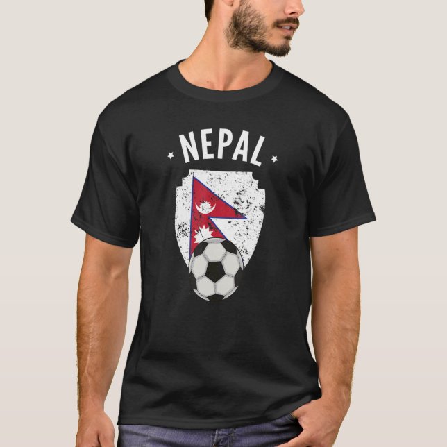 Nepal Soccer Nepal Flag Football Nepali Pride Root T-Shirt (Front)