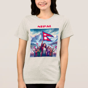 NEPAL Special Customisable Blue Tourist Tri-Blend Shirt