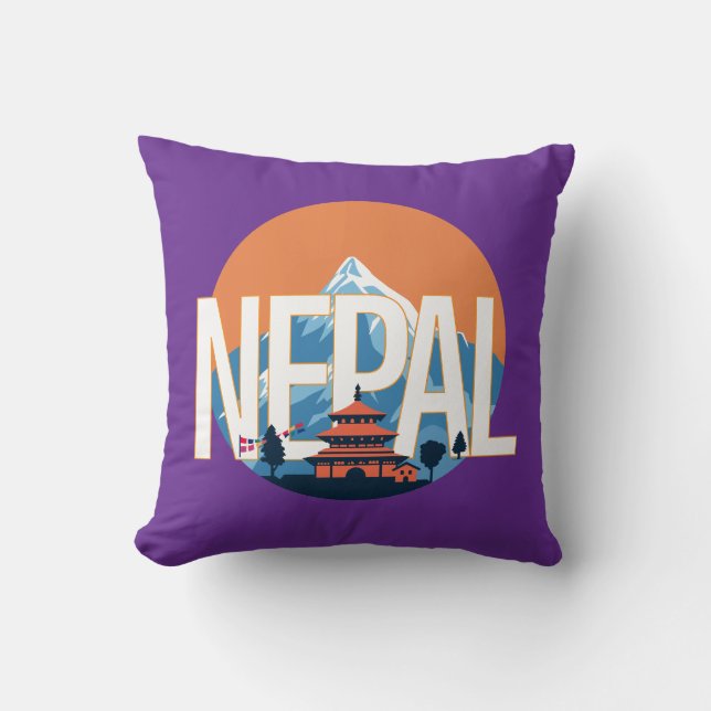 Nepal Temple Mount Everest Cushion (Front)