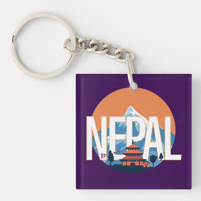 Nepal Temple Mount Everest Key Ring (Front)