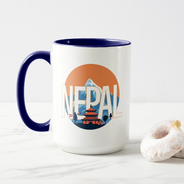 Nepal Temple Mount Everest Mug (With Donut)