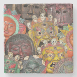 Nepalese Masks of Boudhanath Stone Coaster