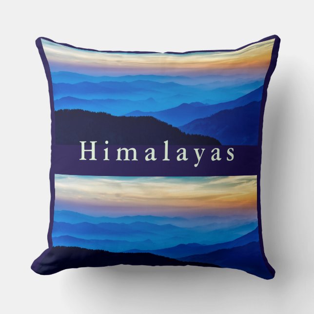 Nepalese Sunset in Nice Colours over the Mountains Cushion (Front)