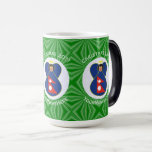 Nepali Flag Christmas Angel Personalised  Magic Mug<br><div class="desc">Magic morphing mug features an Nepali Angel, dressed in the flag of Nepal , inside a white, fractal circle of squiggly squares. The circle is on a green fractal background of squiggly squares. Add a name, holiday, and year to personalise your mug as a gift or to add to your...</div>