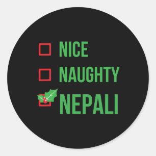 Nepali Funny Nepal Pajama Christmas Gift  Classic Round Sticker