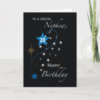 Nephew 20th Birthday Star Inspirational Blue Black