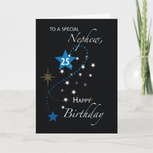 Nephew 25th Birthday Star Inspirational Blue Black Card
