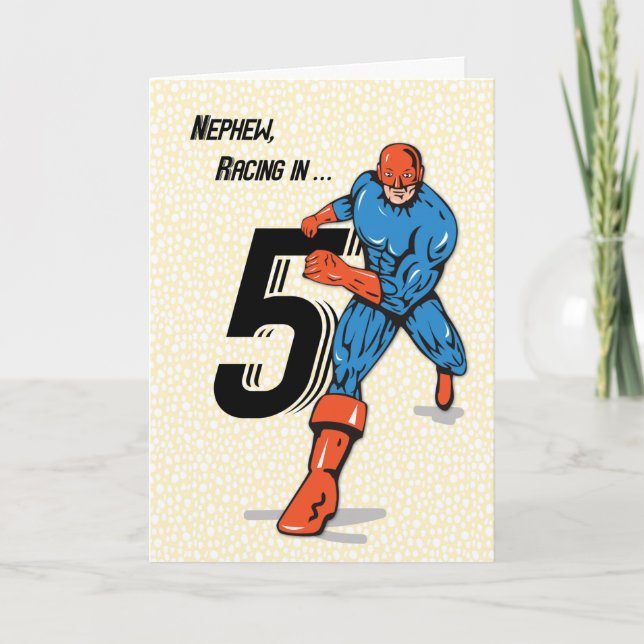 Nephew 5th Birthday Superhero Card (Front)