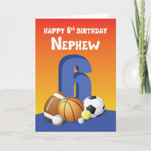 Nephew 6th Birthday Sports Balls Card