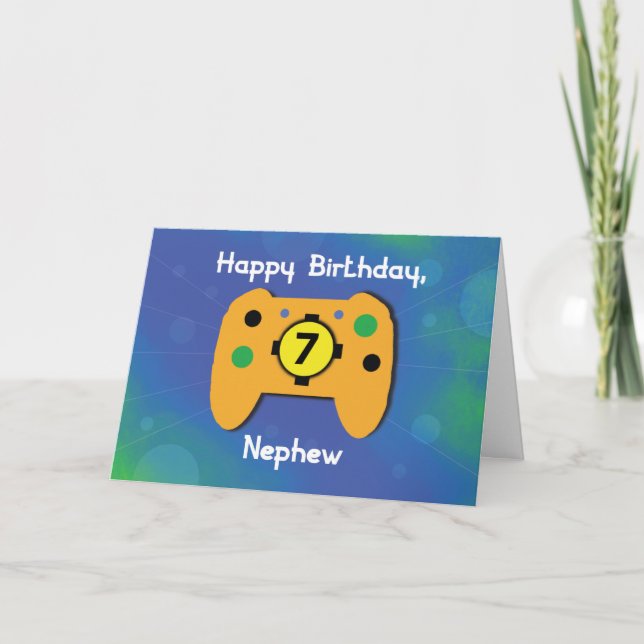 Nephew 7 Year Old Birthday Gamer Controller Card (Front)