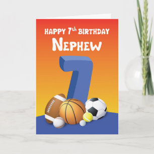 Nephew 7th Birthday Sports Balls Card