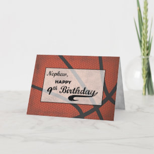 Nephew 9th Birthday Basketball Large Distressed Card