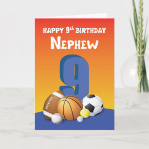 Nephew 9th Birthday Sports Balls Card