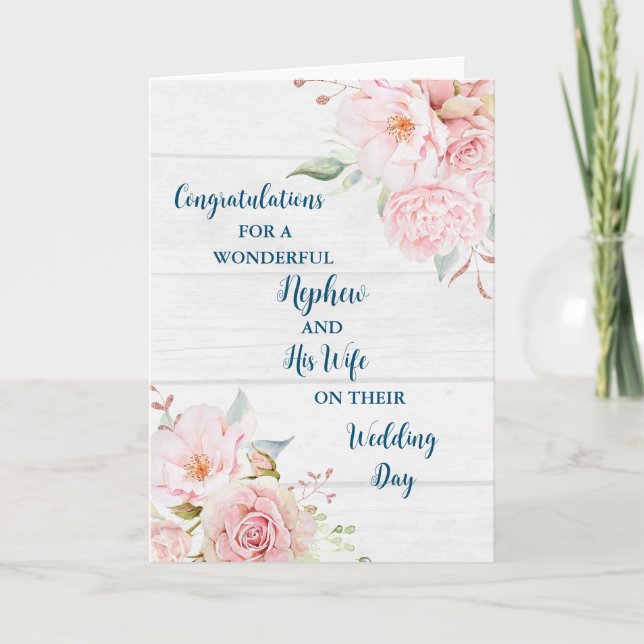 Nephew and His Wife Wedding Day Congratulations Card (Front)