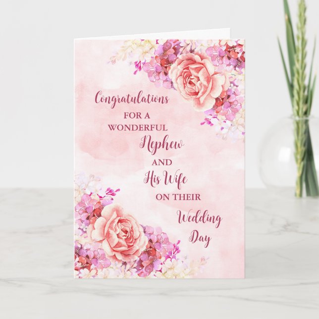Nephew and His Wife Wedding Day Congratulations Card (Front)