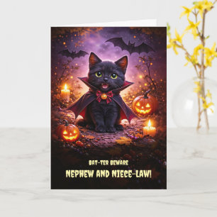 Nephew and Wife Niece in Law Halloween Cute Black Card