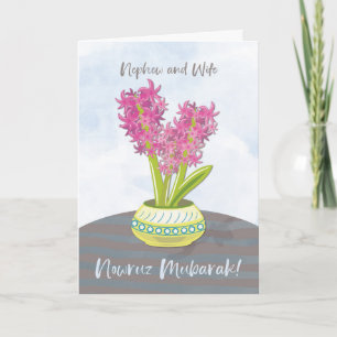 Nephew and Wife Norooz Hyacinths on Table Card