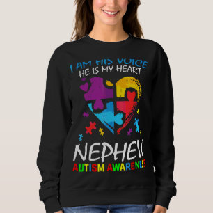 Nephew Autism Awareness His Voice My Heart Puzzle  Sweatshirt