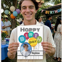 Nephew Birthday Greeting Typography Balloons